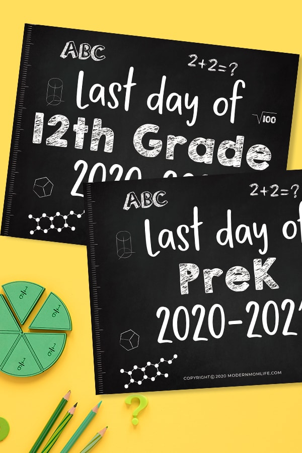 2020 2021 Chalkboard Last Day Of School Signs Modern Mom Life