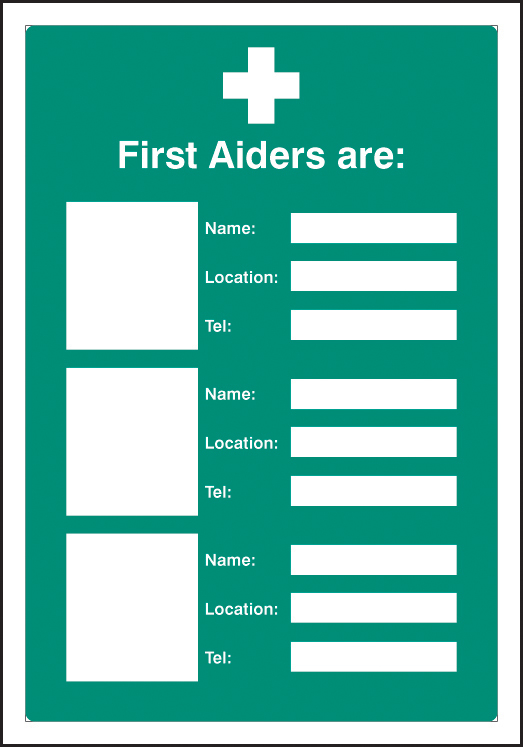 56083 First Aiders Are Space For 3 Adapt a sign 215x310mm 215x310mm 