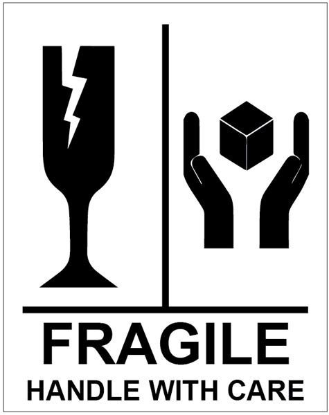 58193 Fragile Handle With Care Self Adhesive Labels 75x100mm 250 Per 
