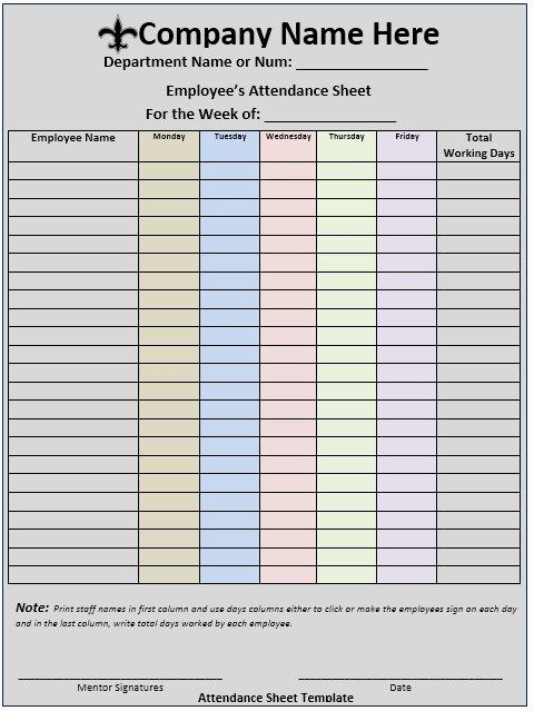 9 Free Meeting Attendance Sheet Templates Attendance Sheet Template 