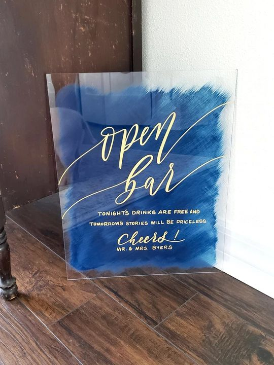 Acrylic Open Bar Wedding Sign With Painted Back Mulberry Market