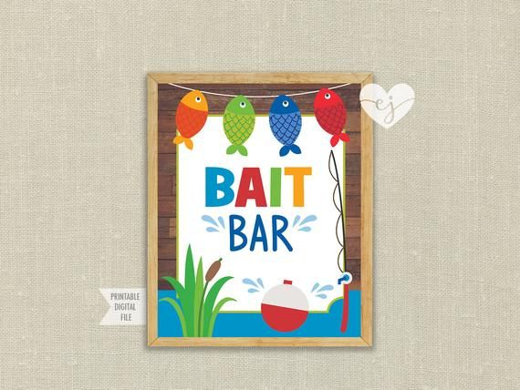 Bait Bar Sign Fishing Table Sign Fishing Party Food Signs Etsy 