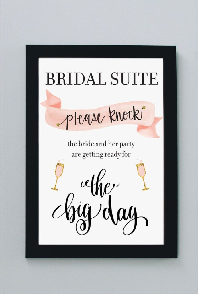 Bridal Suite Sign For Wedding Day Please Knock Getting Ready Sign 