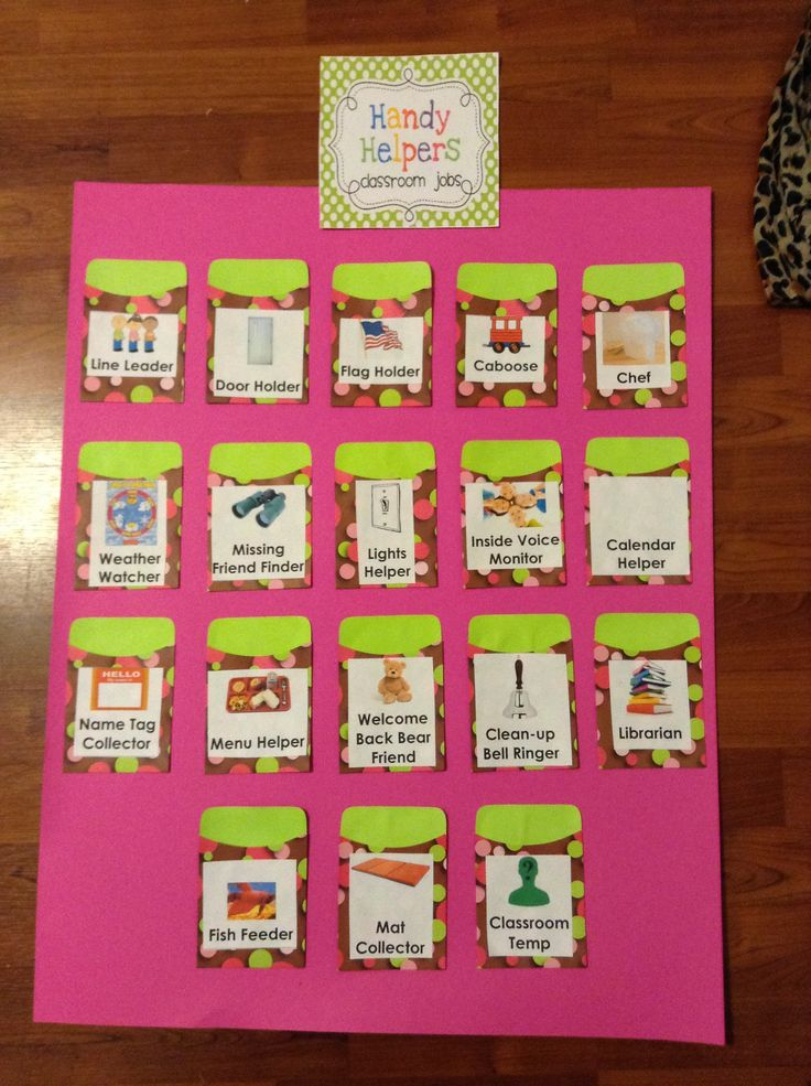 Classroom Helpers Chart For PreK Classroom Helper Chart Helper Chart