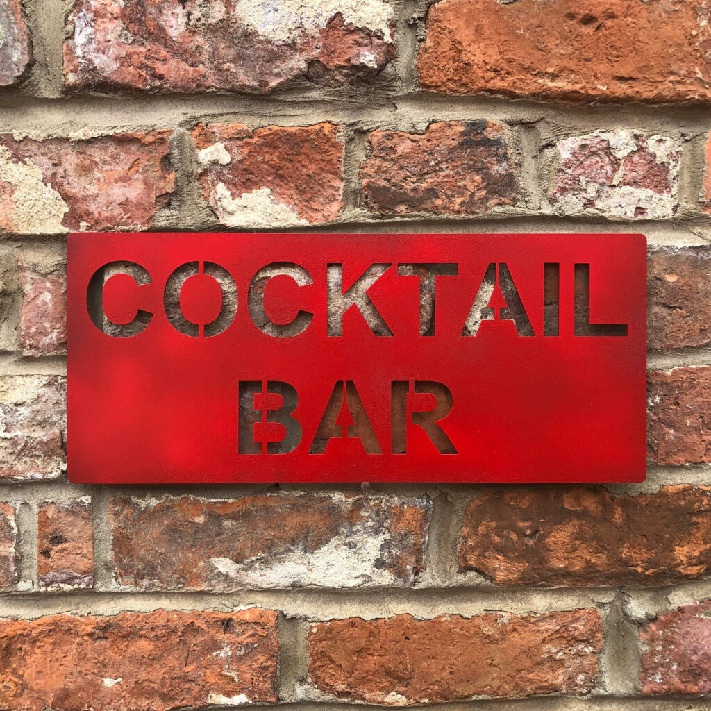 COCKTAIL BAR SIGN Word Sign Rustic Metal Cocktails Signage 