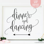 Dinner And Dancing Arrow Sign Wedding Dinner Directional Sign Etsy