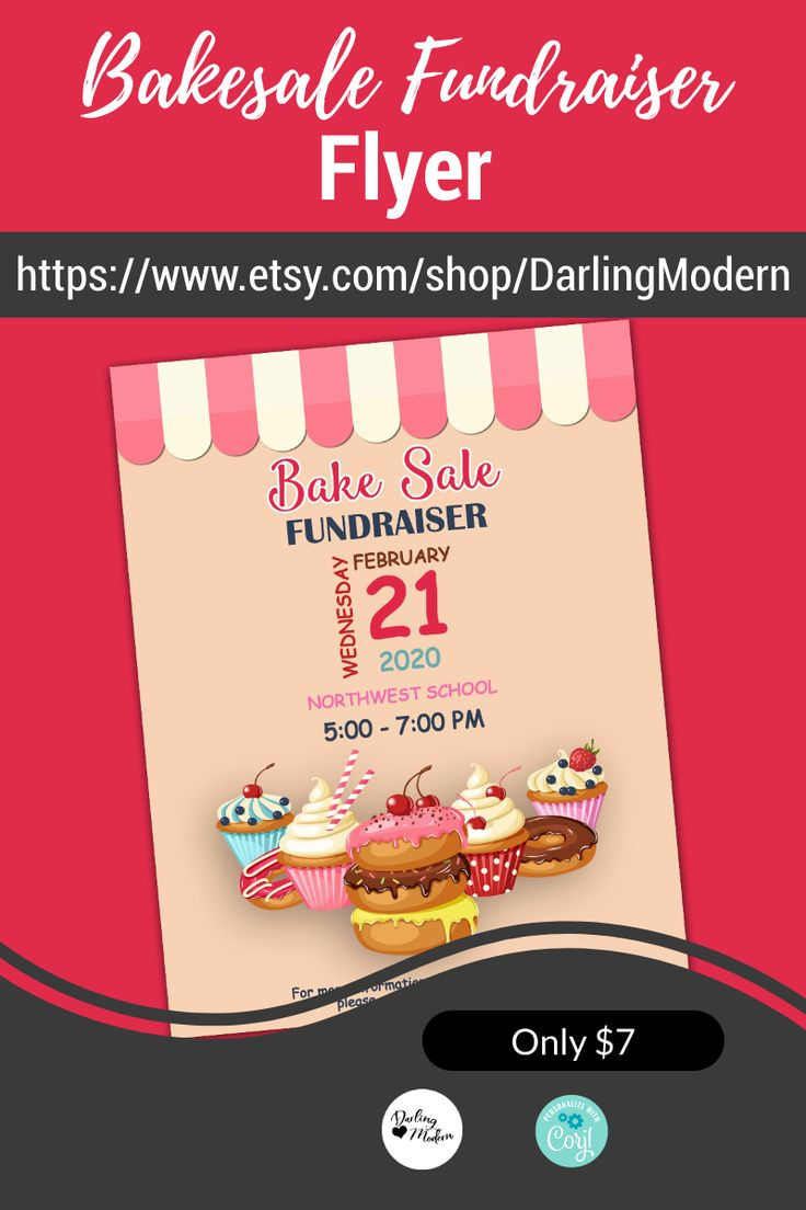 EDITABLE Bake Sale Flyer Printable PTA PTO Flyer School Etsy Bake 