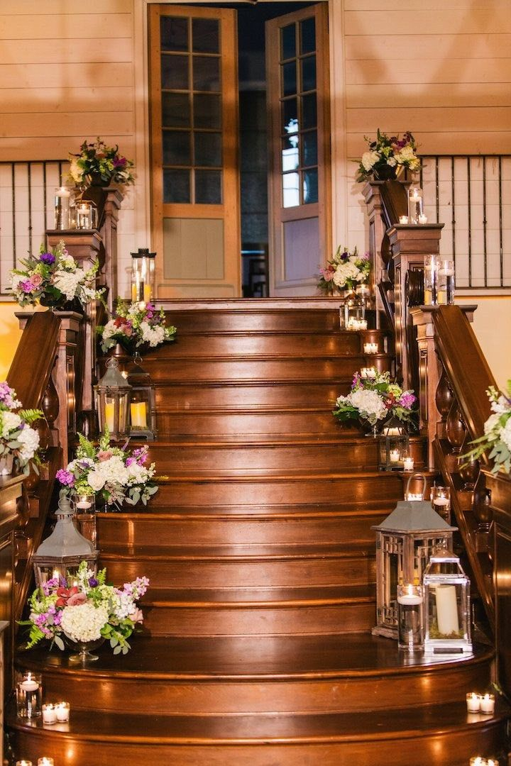 Elegant Georgia Wedding In Shades Of Green MODwedding Stair Decor 