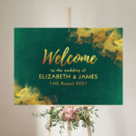 Emerald Gold Wedding Welcome Sign Green Gold Weddings Emerald