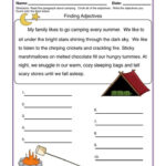 Finding Adjectives Camping Worksheet Kindergarten Worksheets