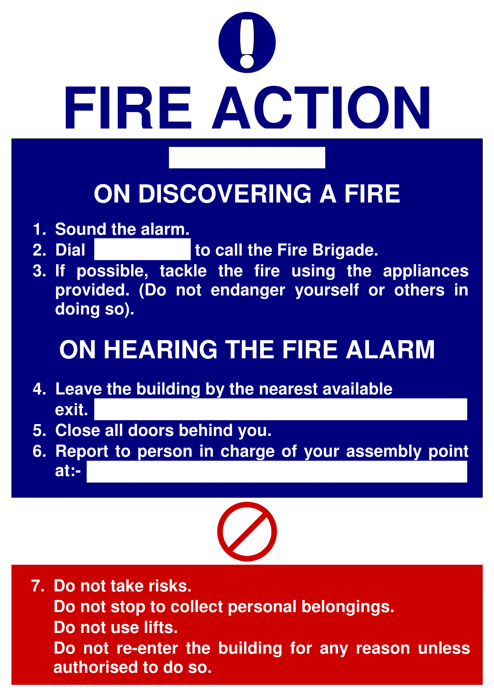 Fire Action Signs Poster Template