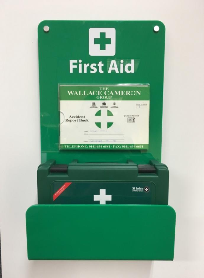 First Aid Kit And Accident Book Holder Wall Mounted Sign