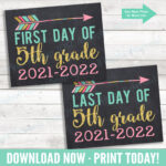 First And Last Day Of 5th Grade Arrow 5 Grade Sign 2021 2022 Etsy