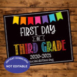 First Day Of 3rd Grade 2020 Chalkboard School Sign First Day Etsy In