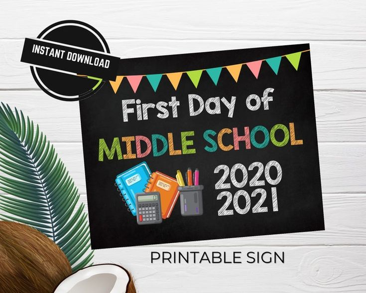 First Day Of Middle School 2020 2021 Printable Sign Poster Etsy In 