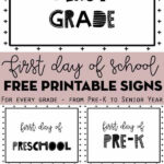 First Day Of School Free Printable Signs For Every Grade Lovely