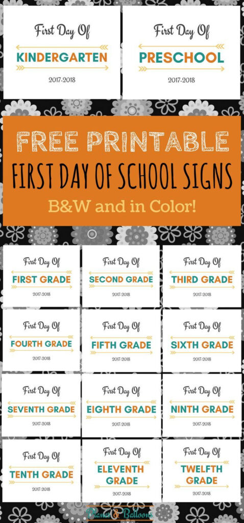 First Day Of School Printable FREE 2021 2022 School Year Kindergarten 