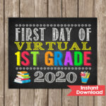 First Day Of Virtual 1st Grade Sign First Day Of Virtual Etsy In 2020