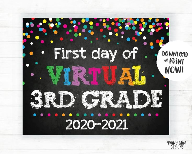 First Day Of Virtual 3rd Grade Sign Free Printable 2022