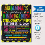 First Day Of Virtual School Sign Any Grade Editable Template