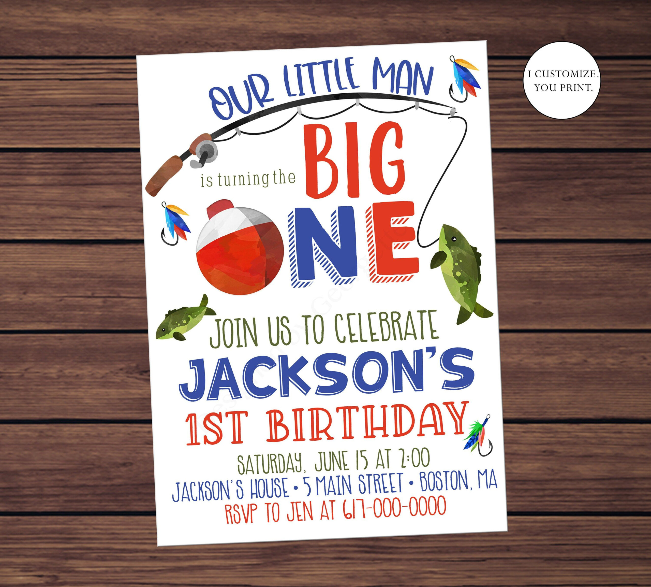 Fishing The Big One Birthday Invitations Fish 1st Birthday Invitations 