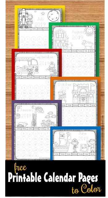 FREE 2018 2019 Printable Calendar Pages To Color These Monthly Themed 