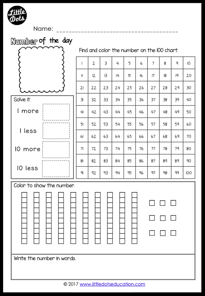 Free Number Of The Day Printable And Worksheet For K 2 First Grade 