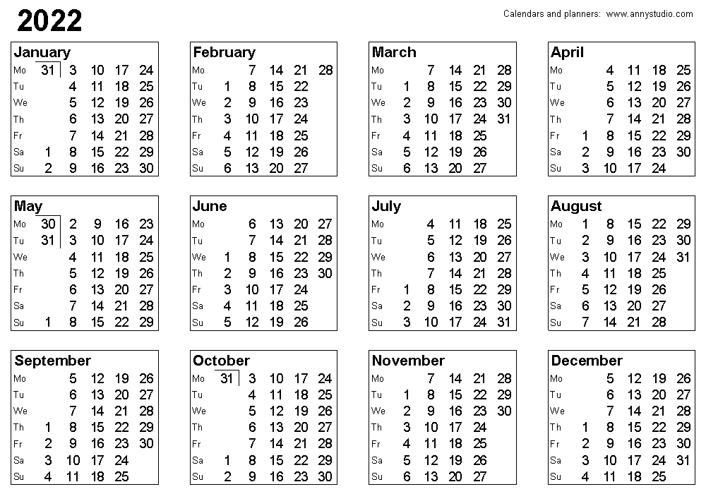 Free Printable Calendars And Planners 2022 2023 And 2024