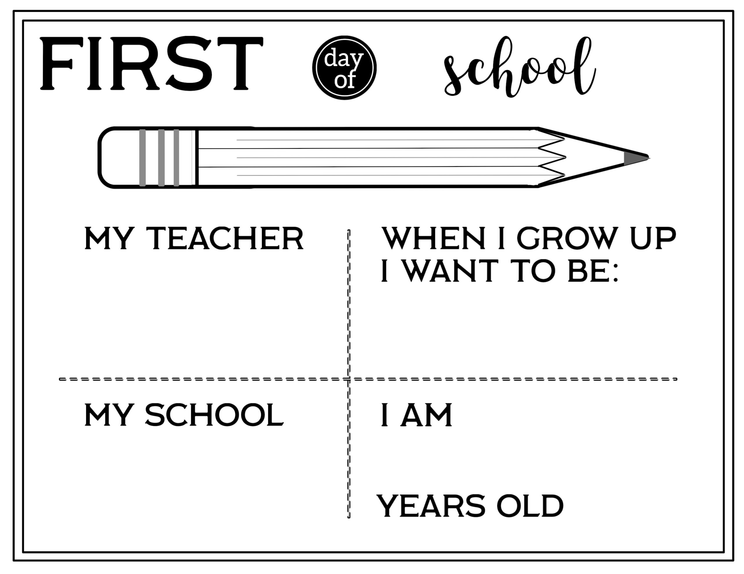 Free Printable First Day Of School All About Me Sign Paper Trail Design