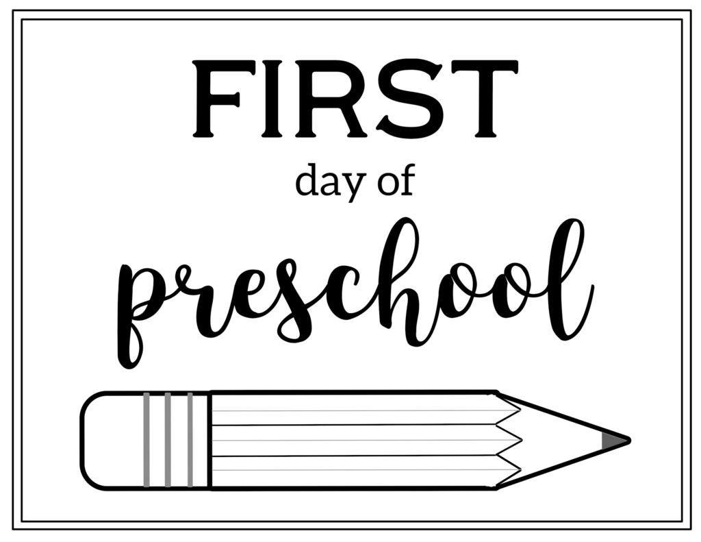 Free Printable First Day Of School Sign Pencil Paper Trail Design