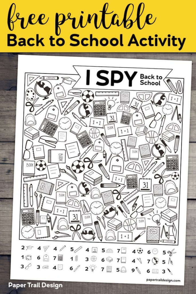 Free Printable I Spy Back To School Activity Activity 