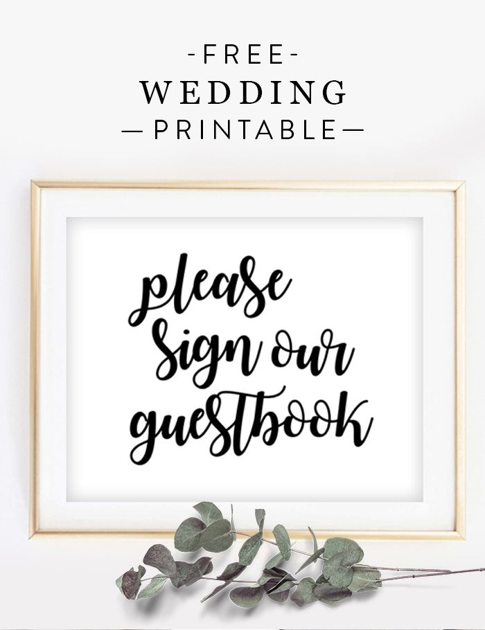 Free Wedding Sign Guestbook Black And White Instant Download