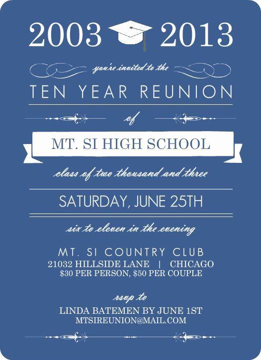 High School Reunion Invitation Wording Elegant Blue Banner Class 