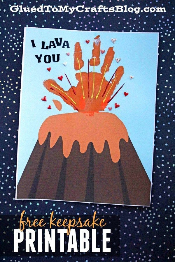 I Lava You Handprint Volcano Keepsake Printable gluedtomycrafts Kid 