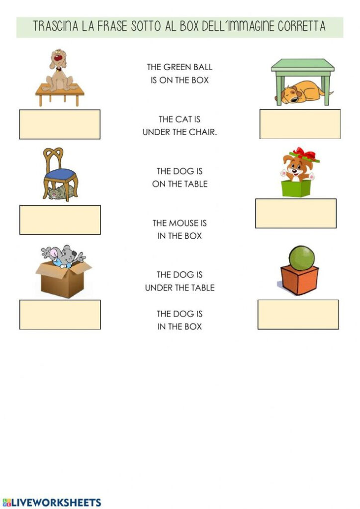 In On Under Interactive Worksheet English Worksheets For 