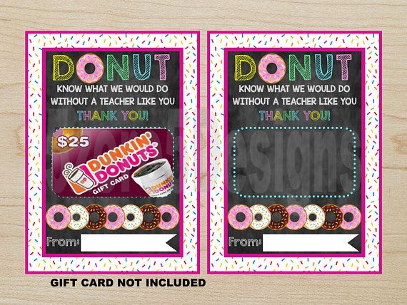 INSTANT DOWNLOAD Dunkin Donuts Inspired Teacher Appreciation Teacher 