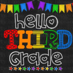 Instant Download Rainbow Hello 3rd Third Grade Chalkboard Sign