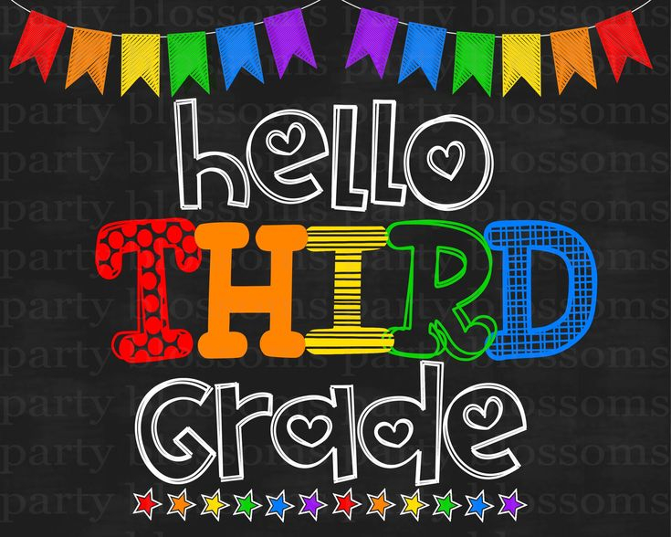 Instant Download Rainbow Hello 3rd Third Grade Chalkboard Sign 