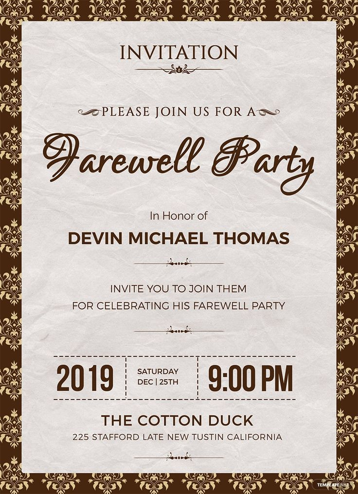 Instantly Download Free Farewell Invitation Template Sample Example 