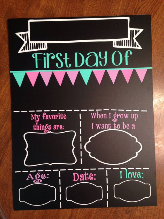 Items Similar To First Day Of School Chalkboard Reusable Fill In The 