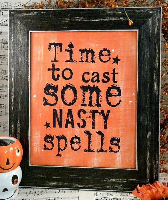 Items Similar To Halloween Witch Cast Spells Sign Digital Orange 