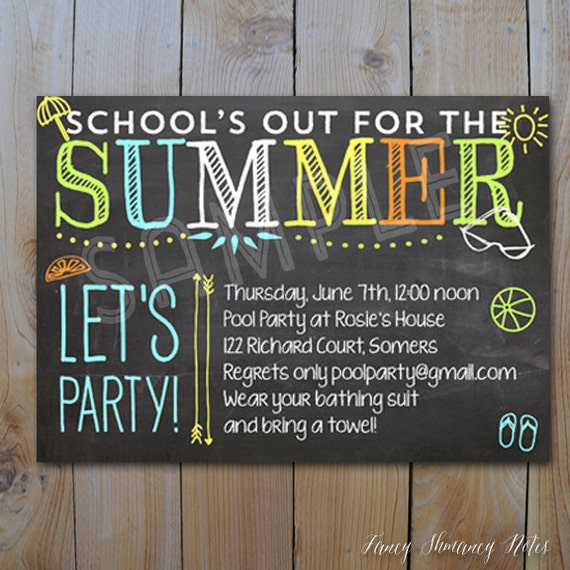 Items Similar To Pool Party Invitation End Of Year Party School s 