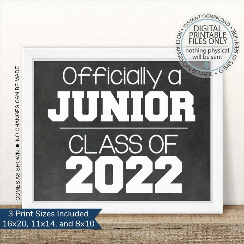 Junior Class Of 2022 First Day Of Junior Year Printable Etsy