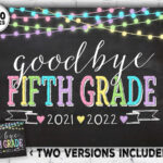 Last Day Of 5th Grade Sign Last Day Of School Sign 2021 2022 Etsy