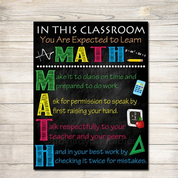 MATH Teacher Classroom Poster Printable Math Classroom Math