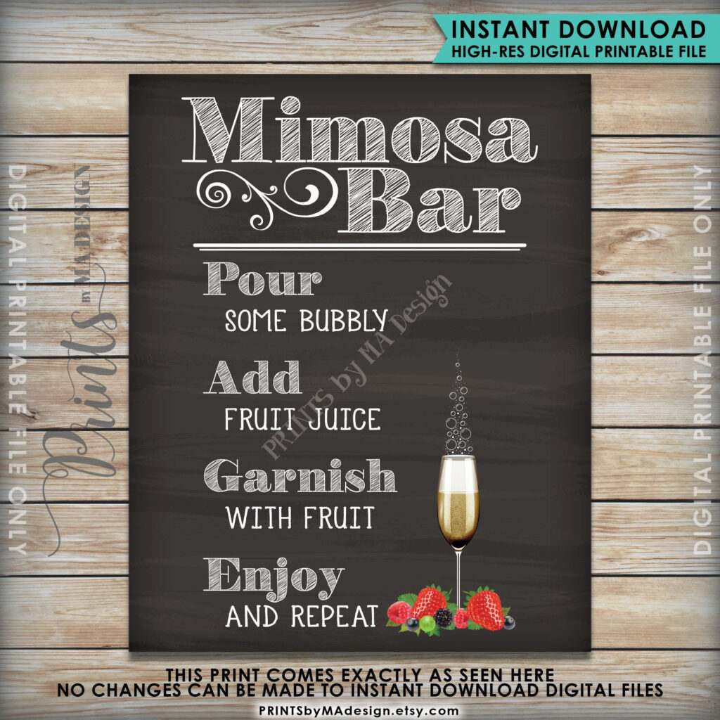 Mimosa Bar Sign Make Your Own Mimosa Bridal Shower Wedding Mimosas 