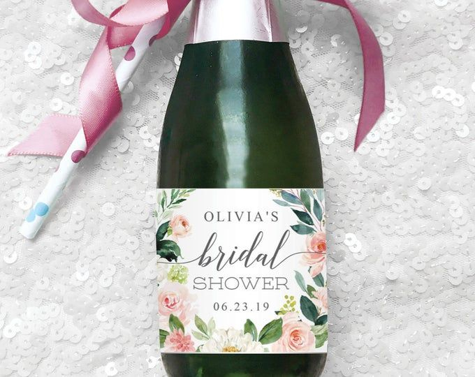 Mini Bridal Shower Champagne Bottle Labels Printable And Etsy 