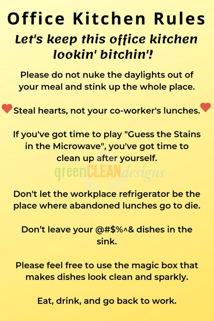 Office Kitchen Etiquette Funny Rules Greencleandesigns Office 