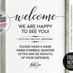 Please Wear A Mask Sanitize Distance PRINTABLE Sign Boutique Etsy In