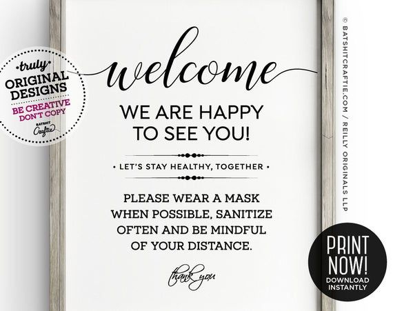 Please Wear A Mask Sanitize Distance PRINTABLE Sign Boutique Etsy In